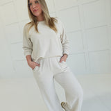 Slub Knit Lounger Set - Sand Beige