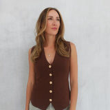 On My Books Vest Top - Mocha