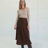 Autumn In Satin Midi Skirt