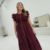 Abaline Midi Dress - Burgundy