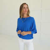 Ribbed + Ready Top - Ocean Blue
