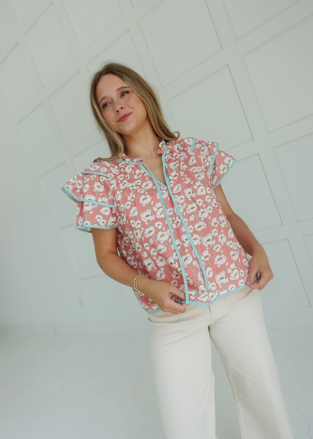 Dixieland Top - Coral Multi