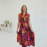 Vibrant Moire Midi Dress