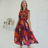 Vibrant Moire Midi Dress