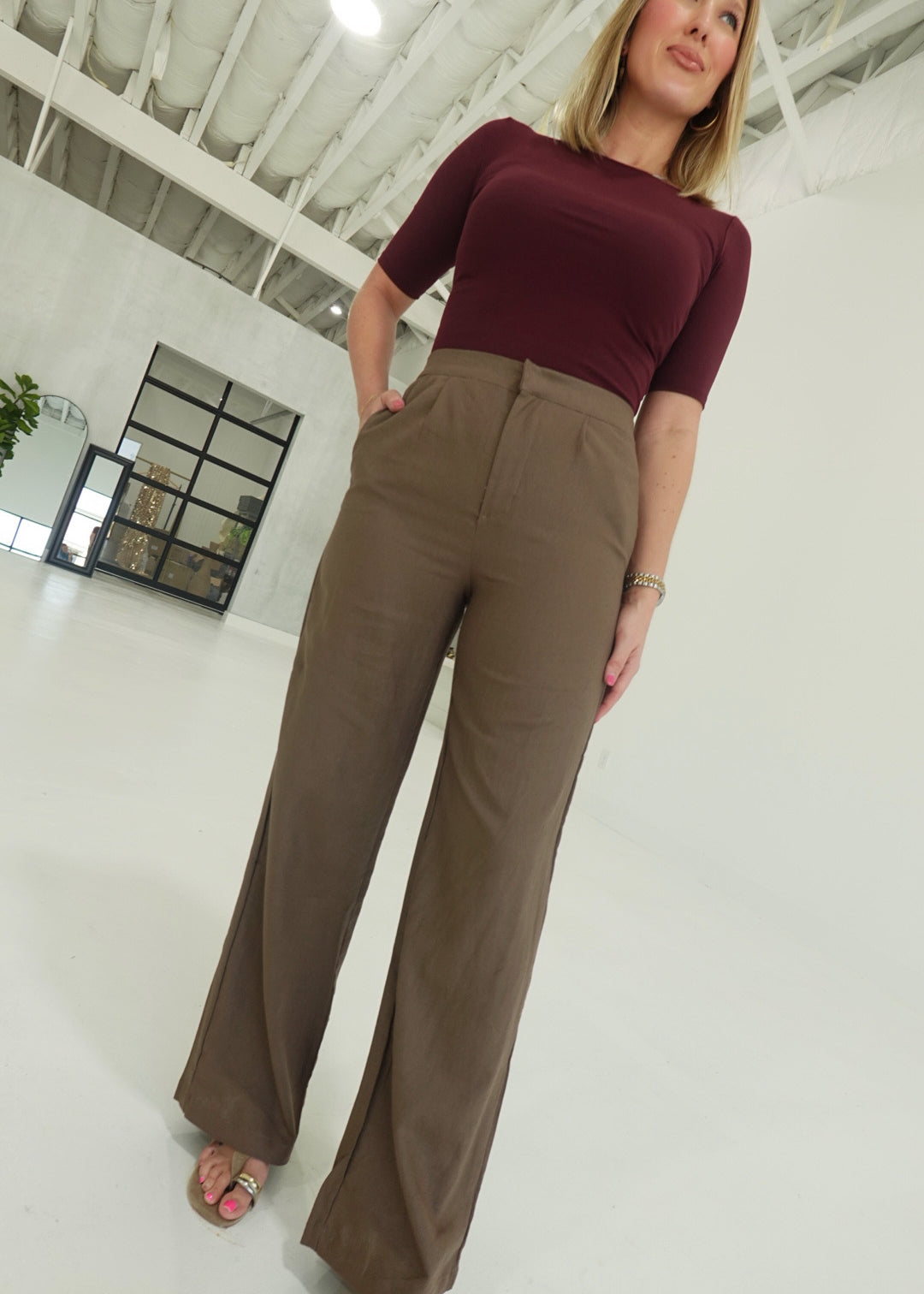Lindy Linen Trouser - Mocha