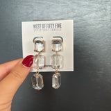 Triple Stone Drop Earrings -Clr