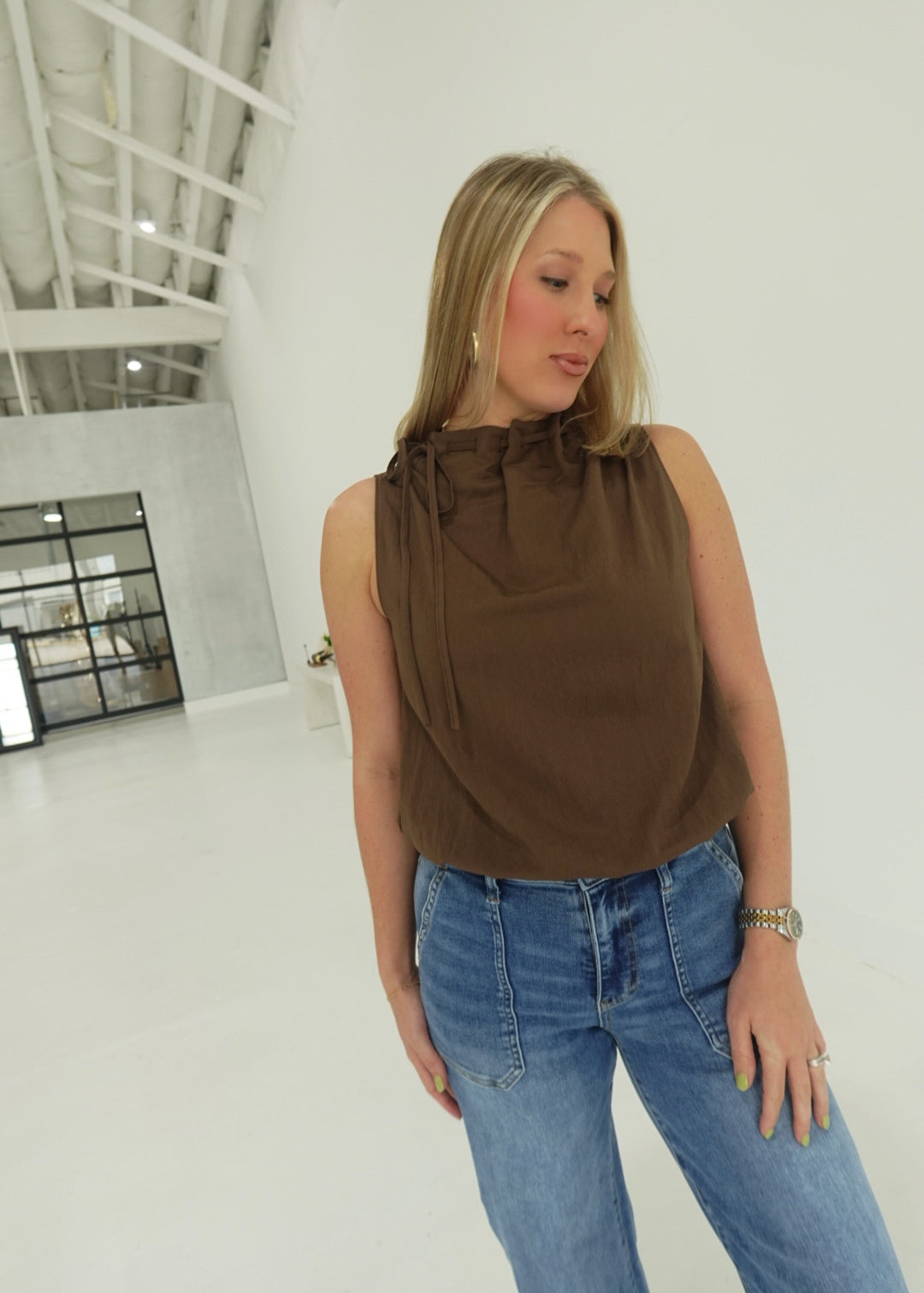 Ovation Sleeveless Blouse - Chocolate