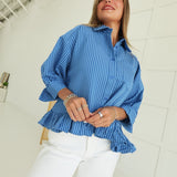 Perry Ruffle Blouse - Blue
