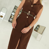 Intuition Blazer Vest - Chocolate