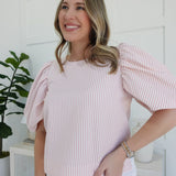 Penelope Pinstripe Top - Pink