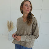 Micah Exposed Seam Top - Tan