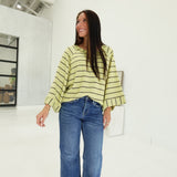 Easy Knitted Henley Top - Lime