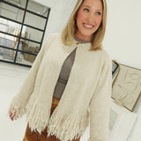 Audra Fringe Cardi - Lt Taupe