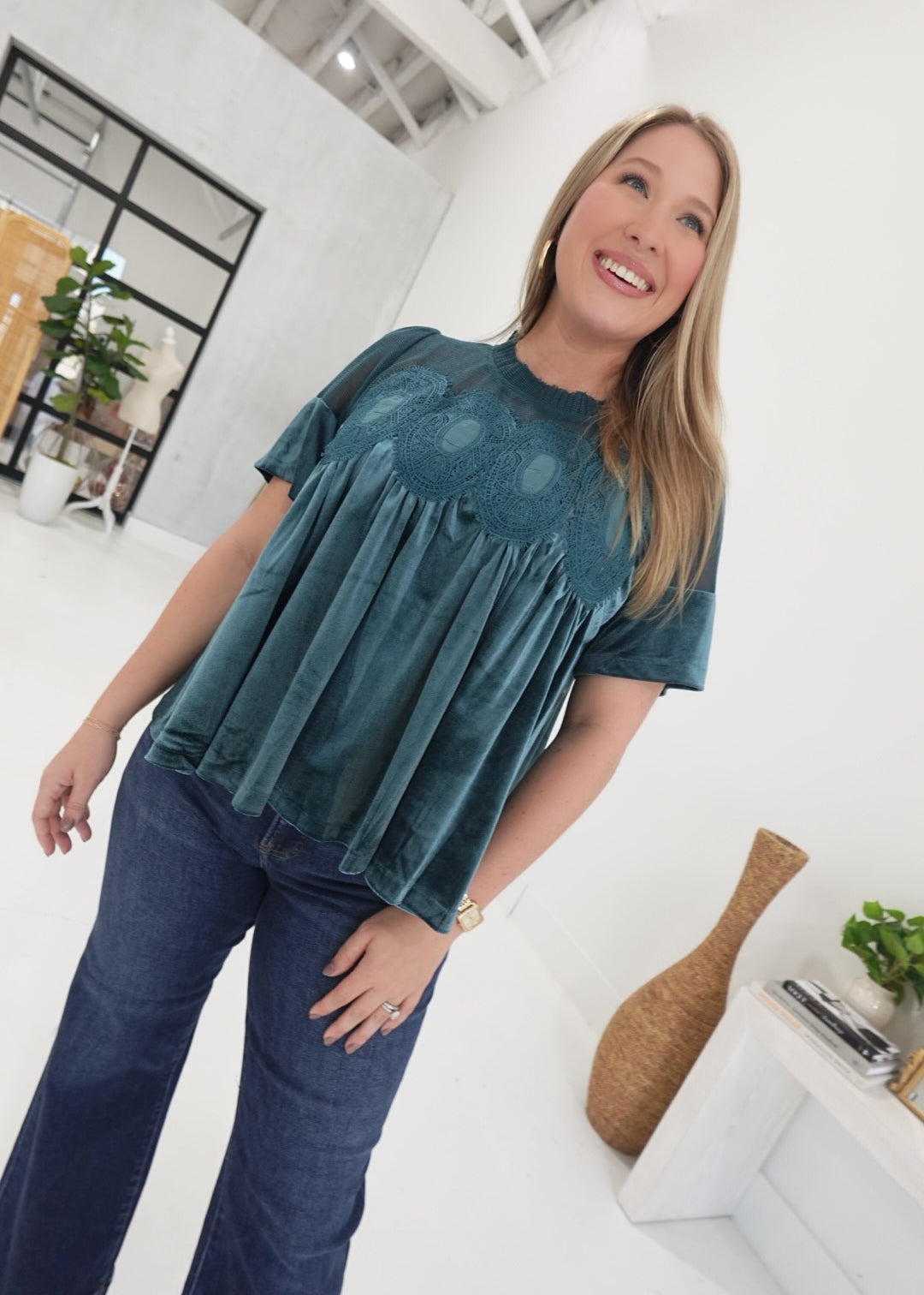 Velour Lux Babydoll Top