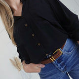 Clocked In Button Down Shirt - Black