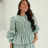 Ginny Striped Set - Mint/Brown