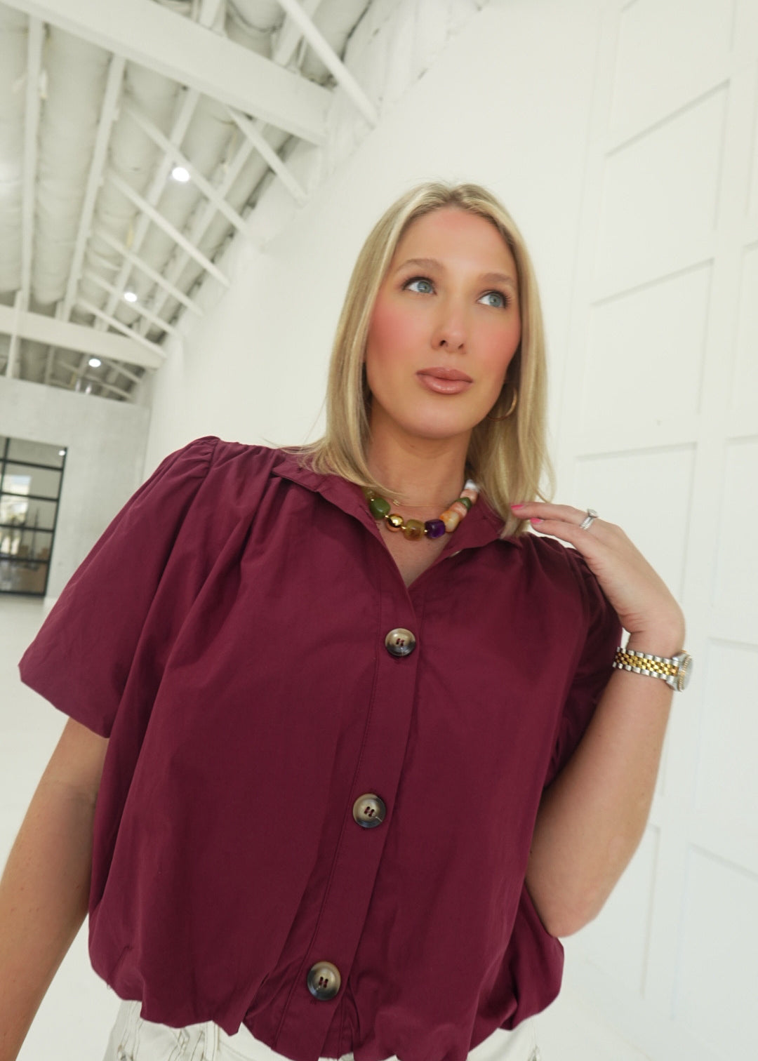 Bennet Bubble Top - Wine
