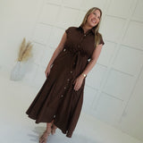 Belle of Fall Midi Dress - Brown