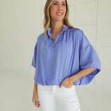 Playful Elegance Blouse - Dusty Blue