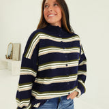 Baldwin Striped Cardi - Navy