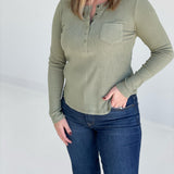 Take A Hint Ribbed Knit Top - Olive *CM