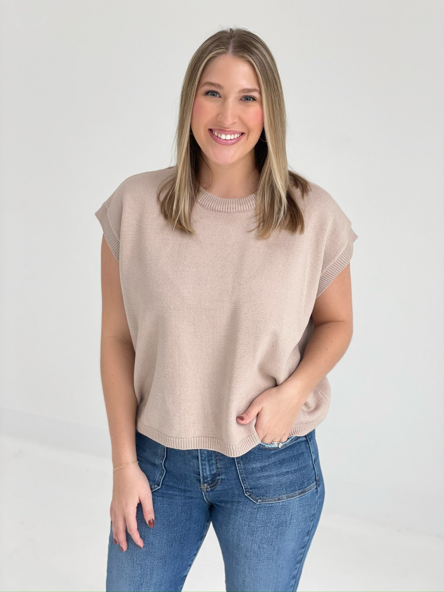 Quincy Sweater Top - Lt Mocha