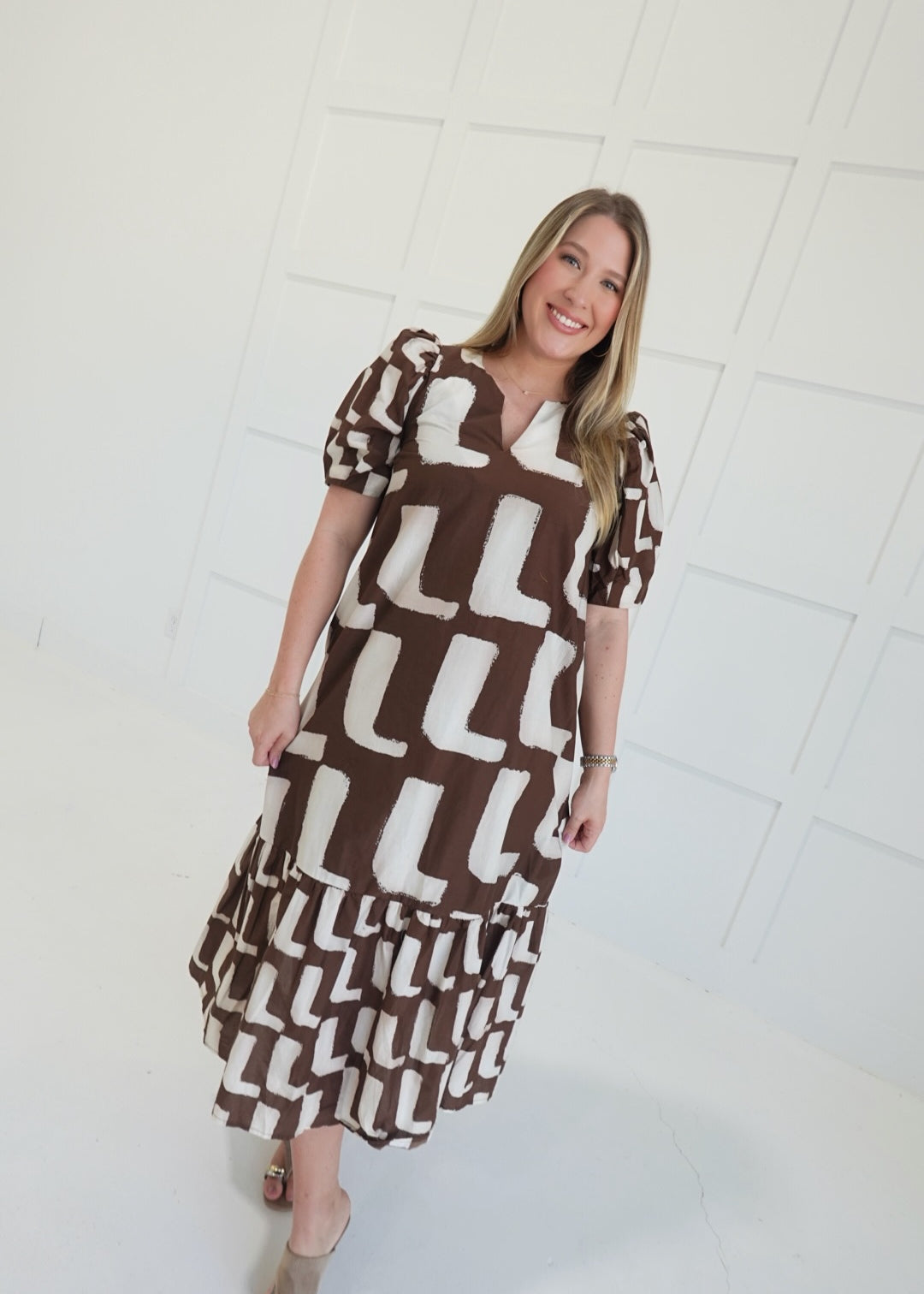 Tremor Midi Dress - Brown