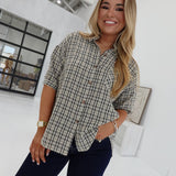 Hometowns Plaid Top - Black