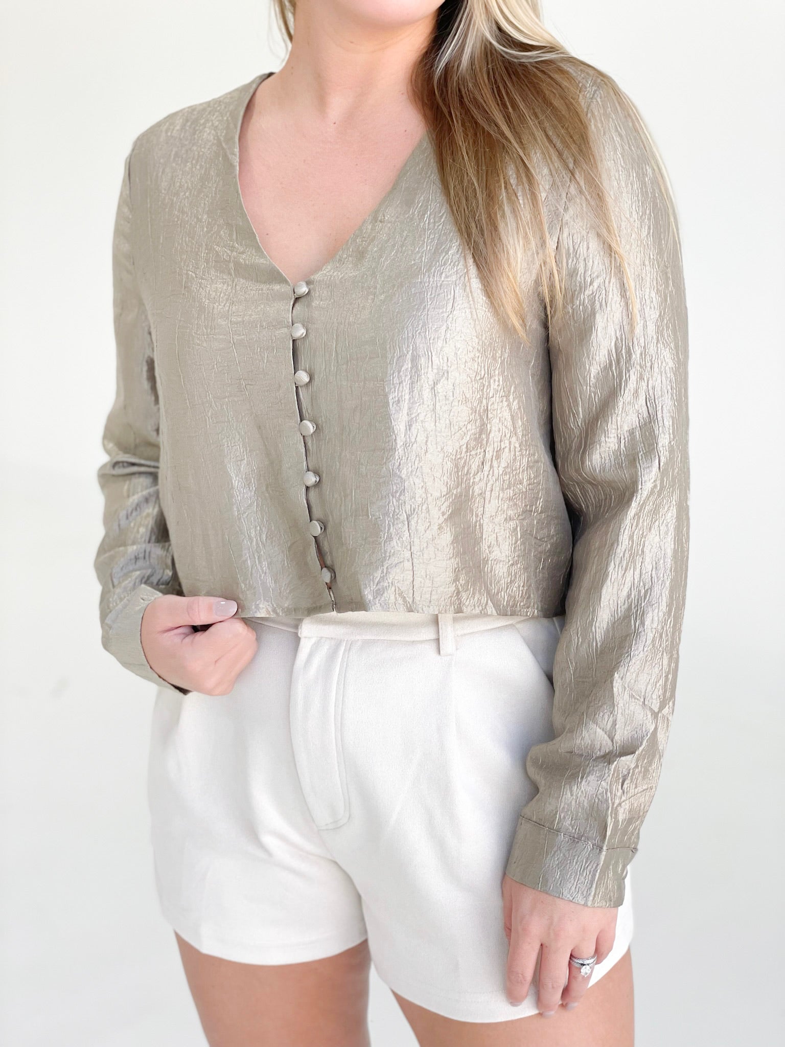 Stay Together Shimmer Top - Mocha