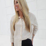 Principal Button Down Blouse - Khaki