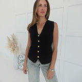 On My Books Vest Top - Black