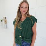 Ambiance Sweater Vest Top - Dk Green