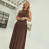 Taking Sides Maxi Dress - Brown