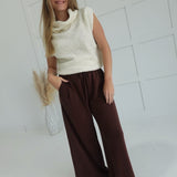 Zina Wide Leg Pants - Chocolate
