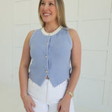 Chauncey Sleeveless Sweater - Blue