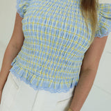 Played In Plaid Top - Blue