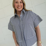 Tyra Striped Top - Navy