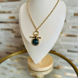 Round Pendant Necklace - Lt Green