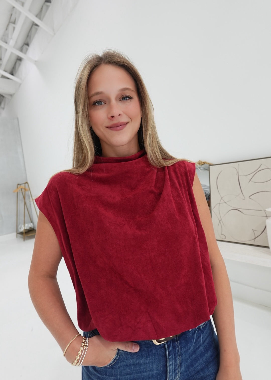 Splurge Balloon Top - Burgundy
