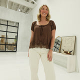 Viola Pinstripe Top - Brown