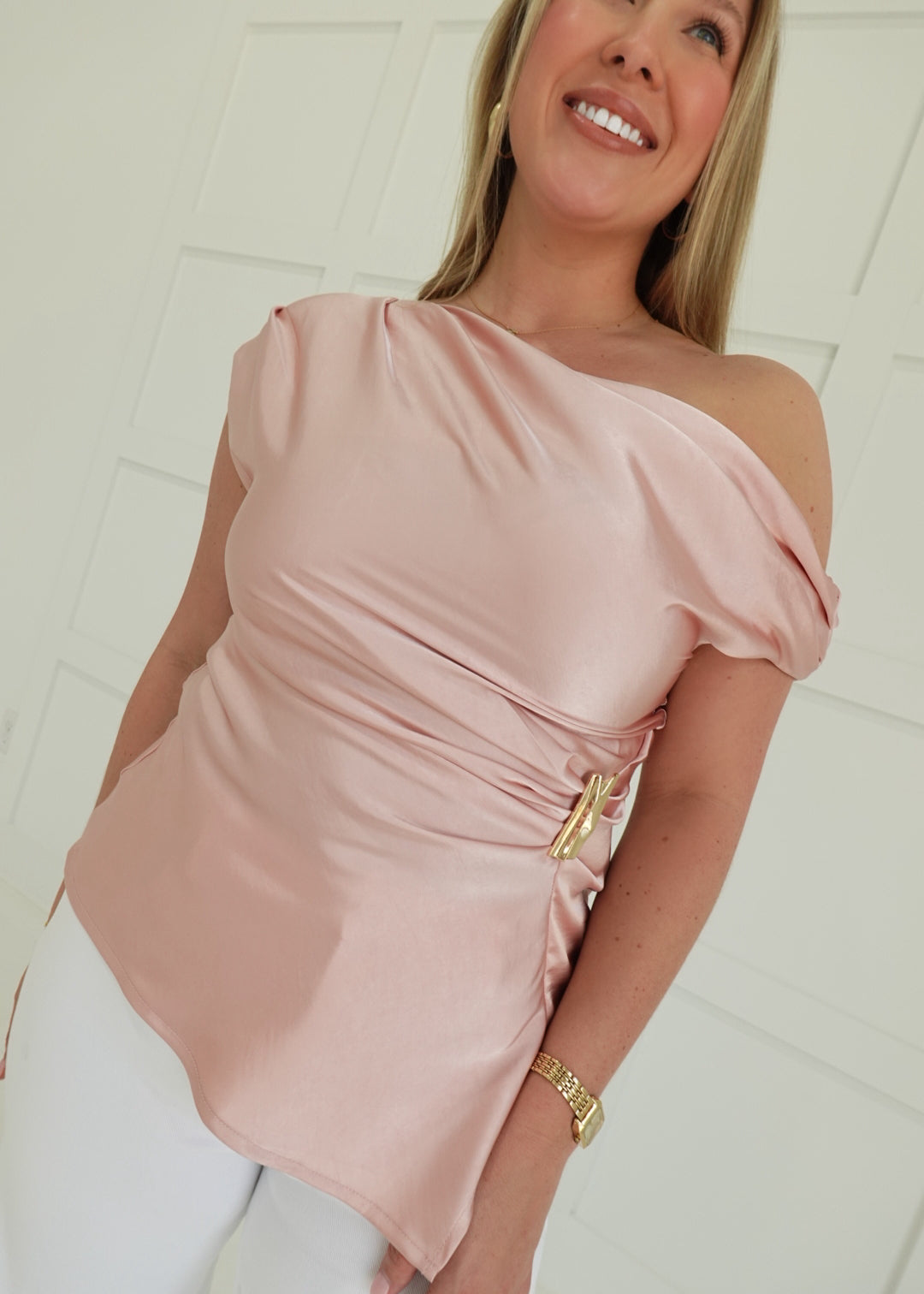 Celeste Satin Top - Pink