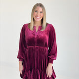 Dream Big Velvet Dress - Burgundy