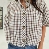 Plaid With Envy Top - Brown