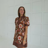Old Times Sake Mini Dress - Brown