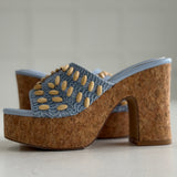 Marina Crochet Platform Heel - Blue