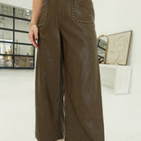 Heads Turn Studded Pants - Brown