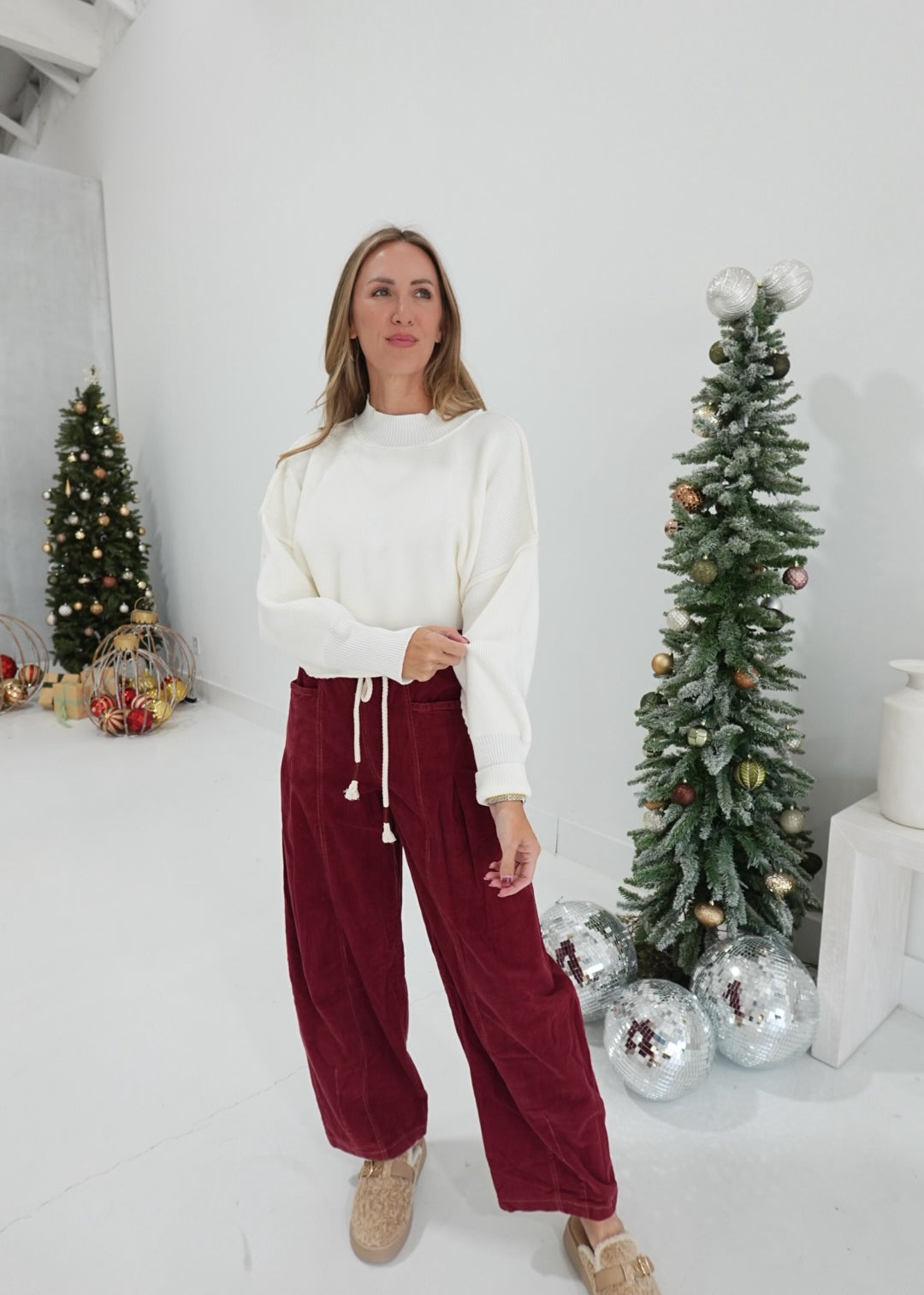 Hipster Corduroy Pants - Wine