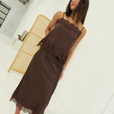 Downtowner Satin Set - Brown