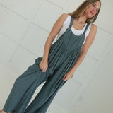 Mavern Crepe Overalls - Ash Jade