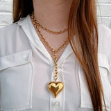 XL Wrap Around Heart Necklace - Gold